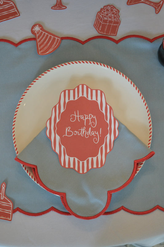 Red Birthday Plate Round Set
