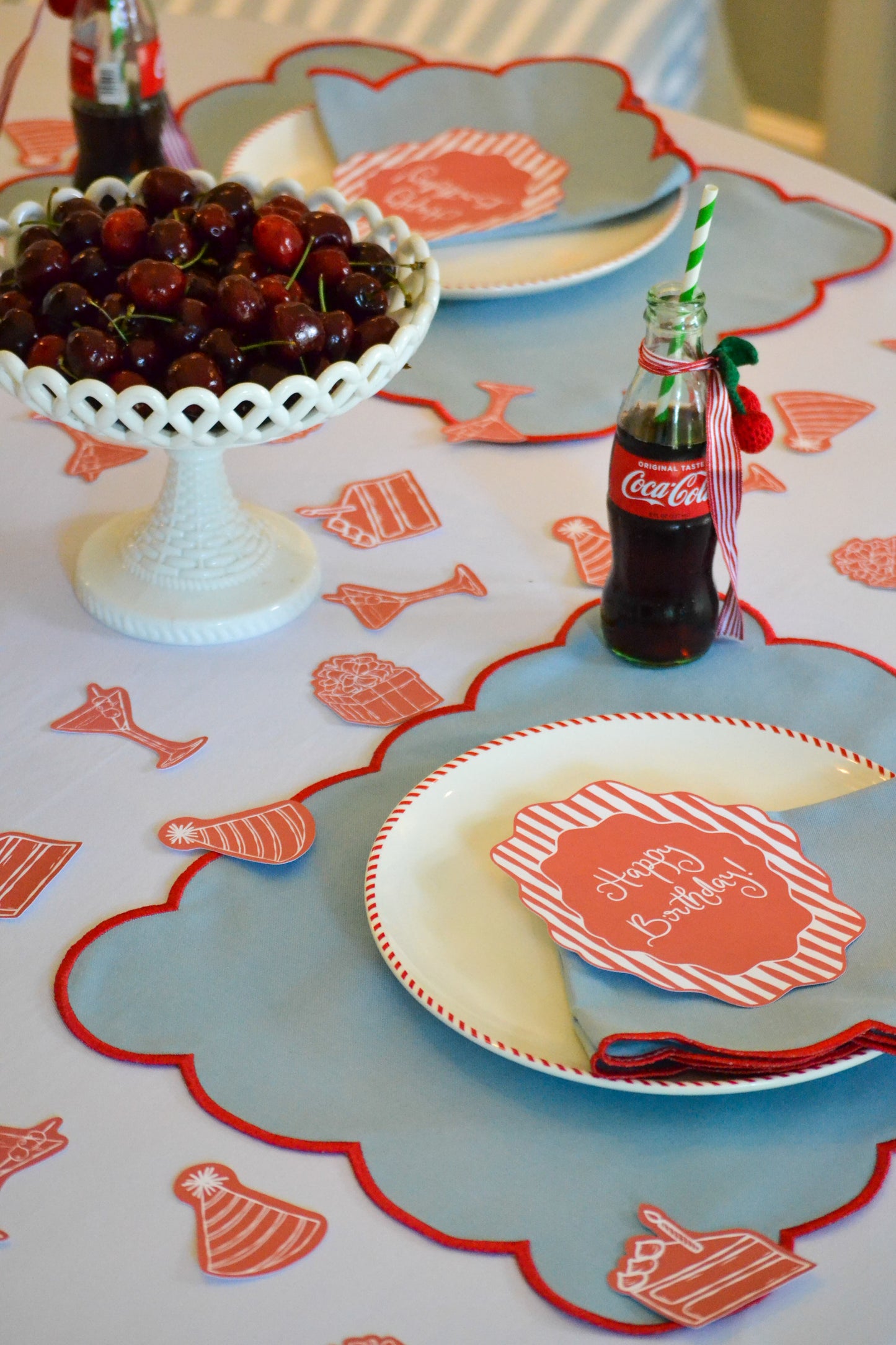 Red Birthday Plate Round Set
