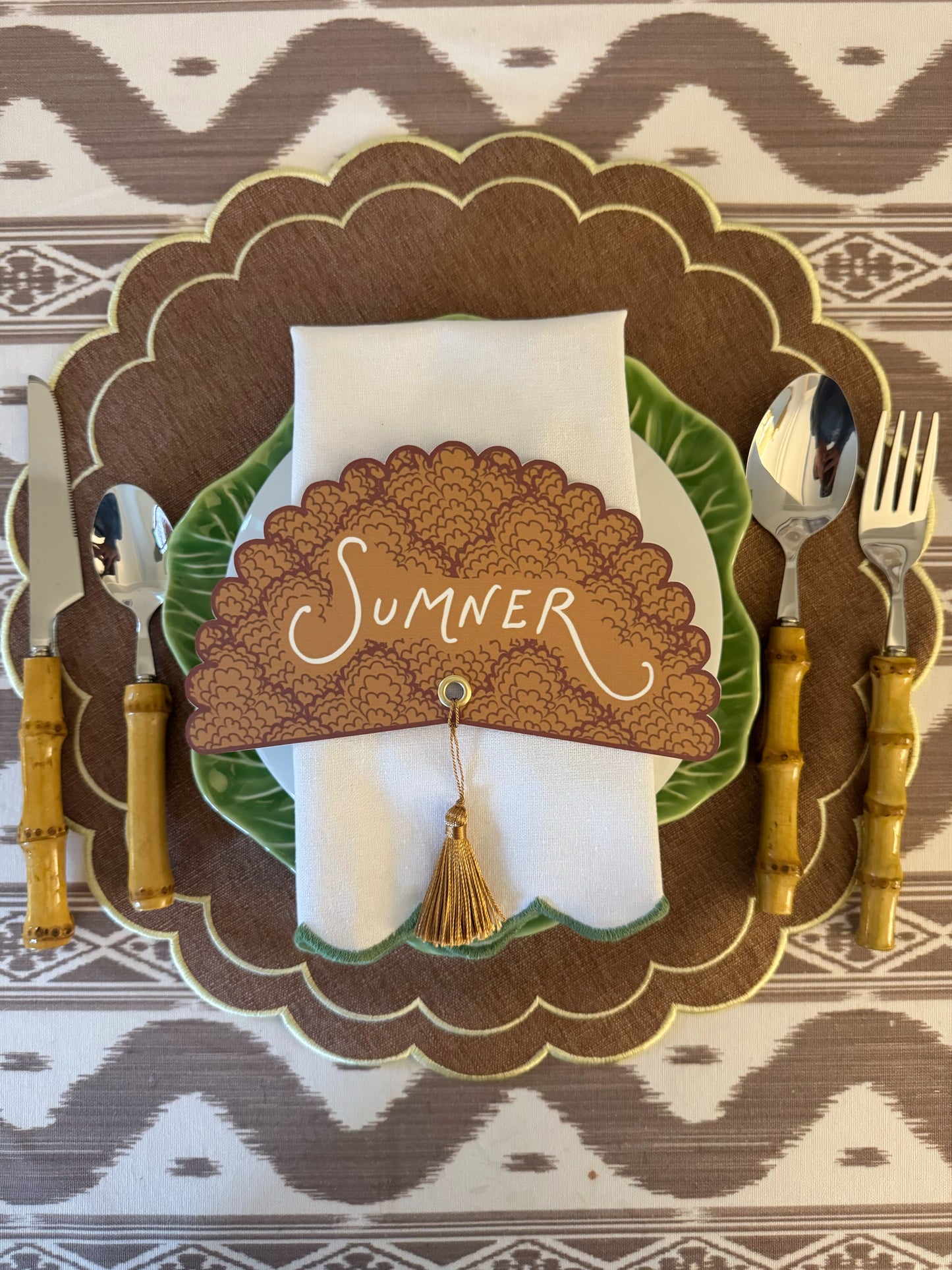 Brown Scallop Custom Name Plate Round