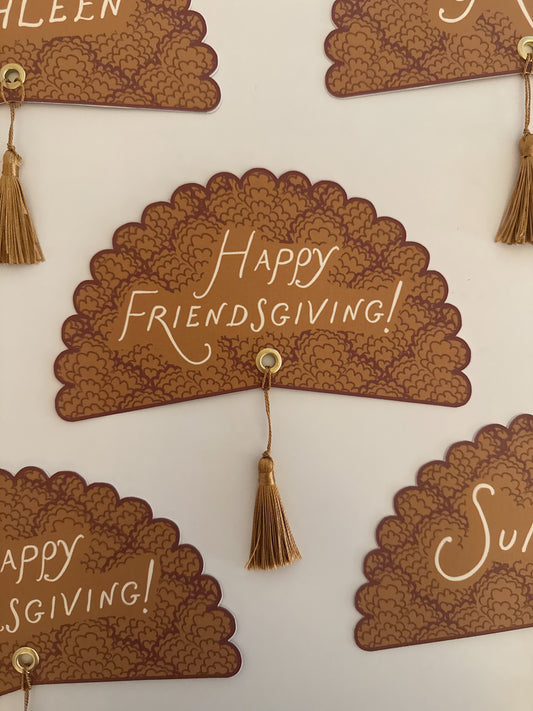 Brown Scallop Happy Friendsgiving Plate Round - Set of 4