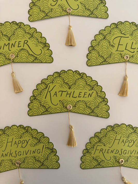 Green Scallop Custom Name Plate Round