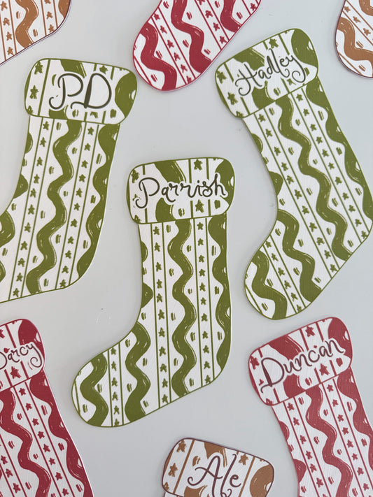 Green Custom Christmas Stocking Plate Round