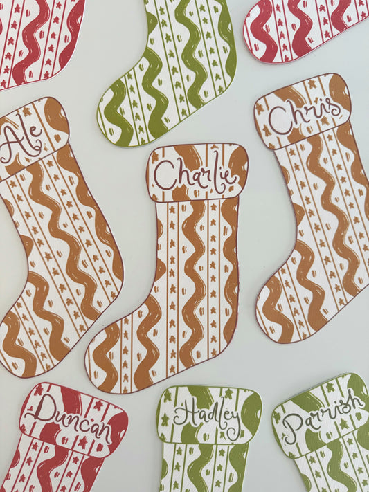 Brown Custom Christmas Stocking Plate Round