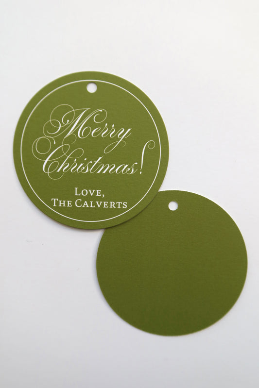 Merry Christmas Customizable Round Gift Tag (set of 24)
