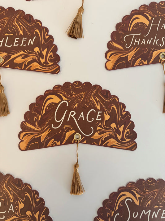 Brown Italian Marble Custom Name Plate Round