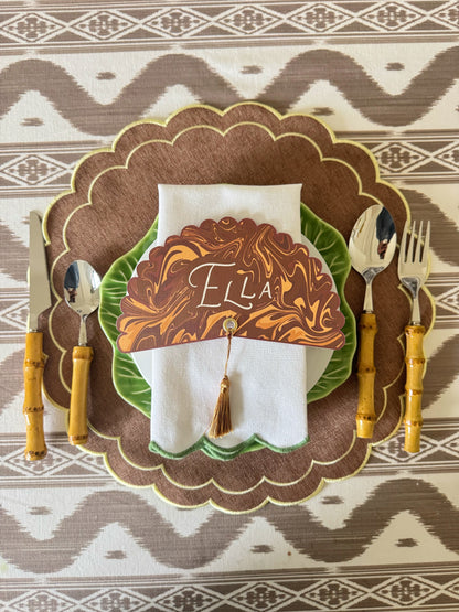 Brown Italian Marble Custom Name Plate Round