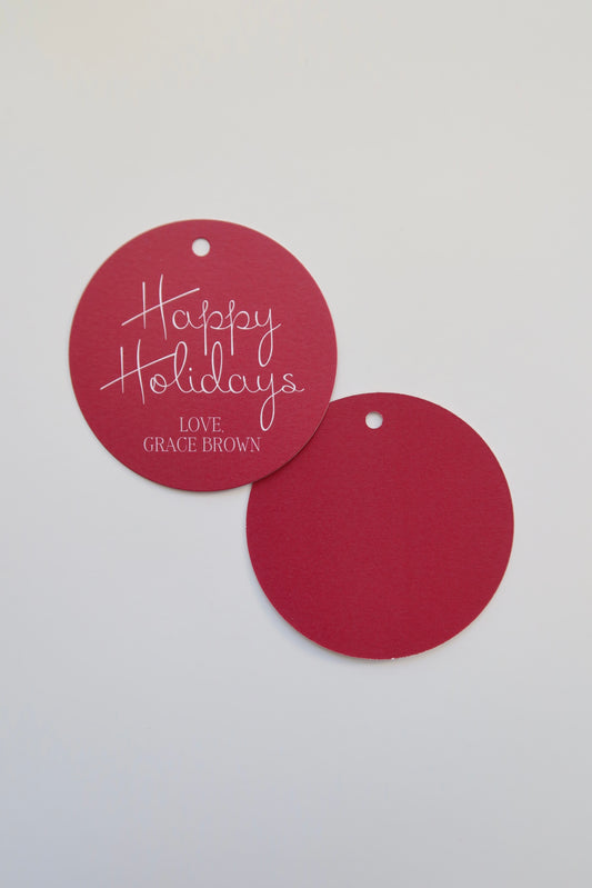Happy Holidays Round Customizable Gift Tag (set of 24)
