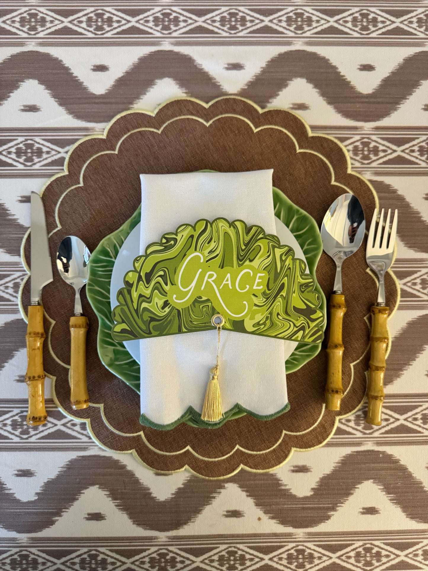 Green Italian Marble Custom Name Plate Round