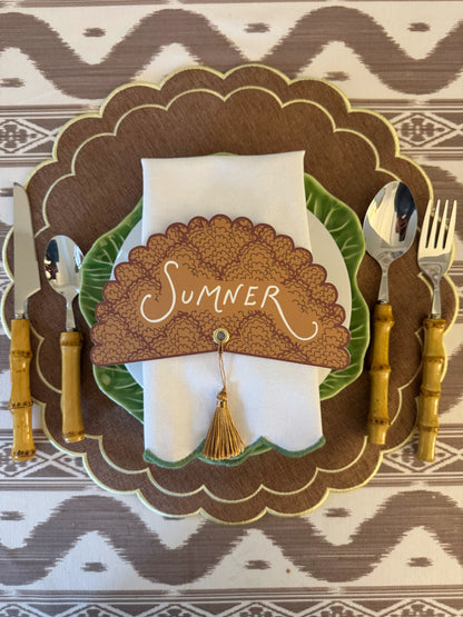 Brown Scallop Custom Name Plate Round