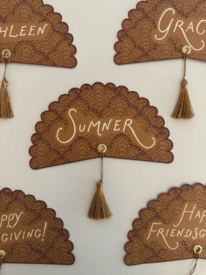 Brown Scallop Custom Name Plate Round