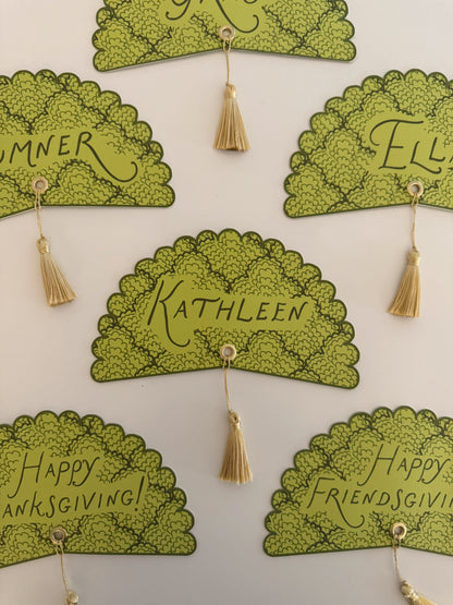 Green Scallop Custom Name Plate Round